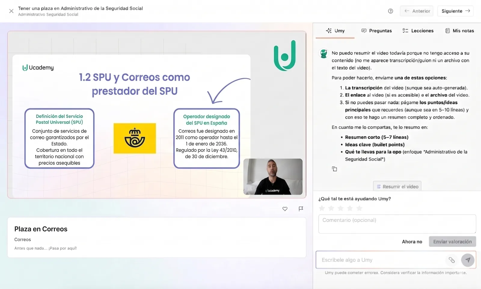 Clase en directo en el campus virtual de Ucademy